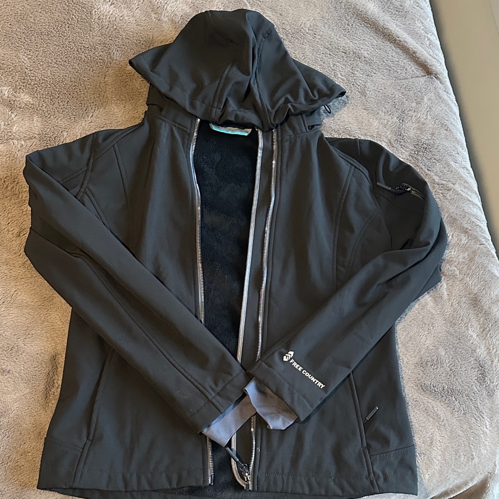 Free Country Black Hooded Softshell Jacket